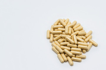 Vegetarian capsules on a light background