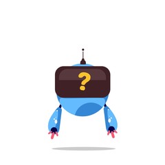 vector illustration of a blue robot that is in confusion