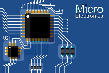 Illustration of microelectronics circuit board.