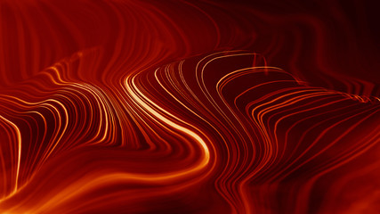 Abstract red technology background. Digital data line concept. Cyberspace future network design. 3d flow red wave. Smooth abstraction structure. Blockchain network illustration.