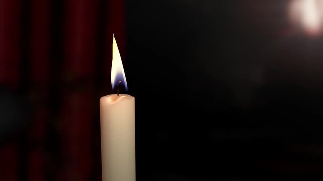 Candle flickering in dark room - 3D Render