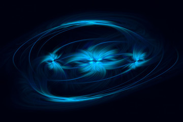 Futuristic-looking digitally created oval shape in blue colors