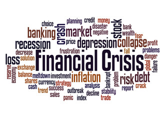Obraz premium Financial crisis word cloud shaped concept