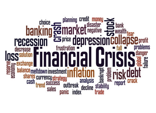 Financial crisis word cloud shaped concept