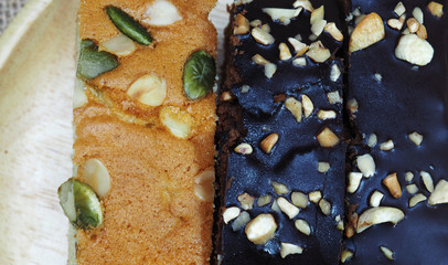 cake and chocolate cake withe grain and healthy style sweet tast food 