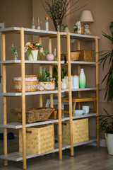 modern living room with flowers