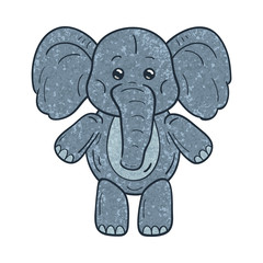 Outlined illustration of a textured cartoon elephant. On white  background