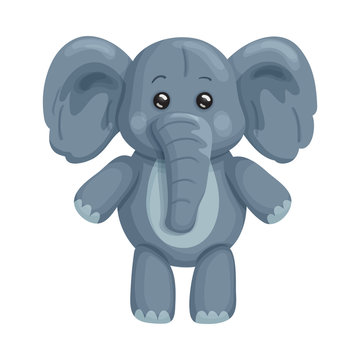 Illustration of a funny cartoon elephant. On white background