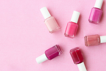 Various pink shades of nail polish
