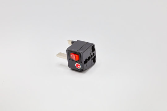 Universal plugs adapters on white background
