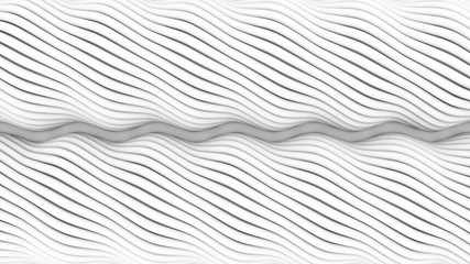 Spiraling, curved, wavy tubes. White minimalist background. 3D render.
