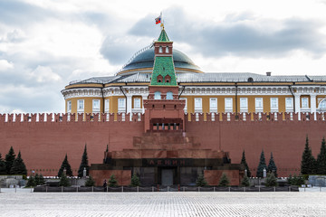 Naklejka premium Covid-19, quarantine in Moscow, coronavirus in Russia. Empty Red Square without people