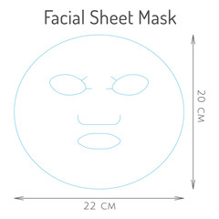 Facial Sheet Mask. Cutout stencil. Design is suitable for creating skin care supplies. Self-care cosmetic procedure like in professional salon.