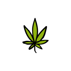 doodle icon. cannabis, marijuana leaf icon, vector illustration
