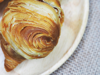 thailand street food curry puff with potato inside and breakfast coffee