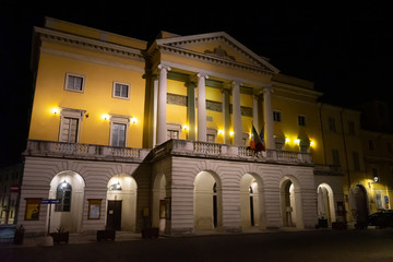 Piacenza, Italy, view of the "Teatro Municipale" ( Municipal theatre ) at night	