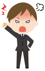 男性　スーツ　怒る　イライラ