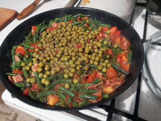 Vegetable stew from a mixture of different vegetables. Vegetarian food.