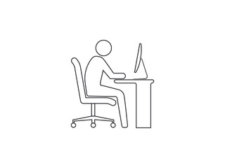 Work at home icon. Vector illustration, flat design.