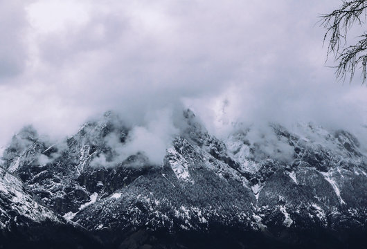 Montagne enneigée dans la brume © Louise