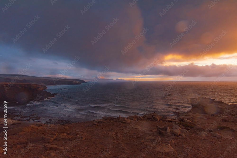 Sticker colorful sunset of Fuerteventura in Spain Canary islands