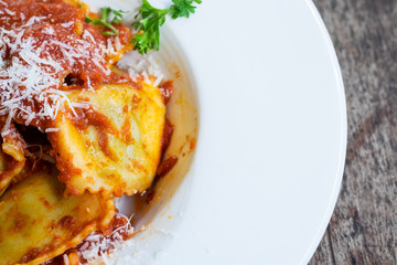 Ravioli with tomato sauce