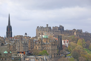Fototapeta na wymiar Edinburgh city and Castle from Calton Hill 