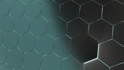 Blue abstract hexagon pattern 