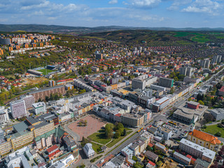Aerial view of center Zlin, modern town in Moravia