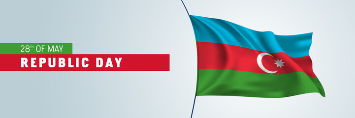 Azerbaijan happy republic day vector banner, horizontal greeting card