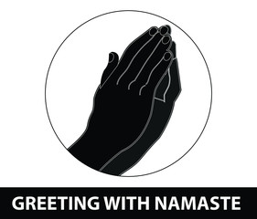Covid-19. Greeting with namaste. Coronavirus Prevention.