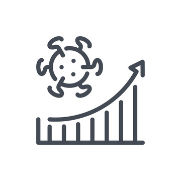 The Number Of Infected Cases Line Icon. Disease Rate Vector Outline Sign.