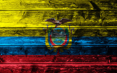 Ecuador flag on wooden boards