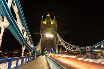 Tower Bridge in London, United Kingdom. Long exposure and night shot.