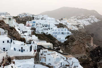 Fototapeta premium Oia Village On Santorini Island at sunrise, Greece