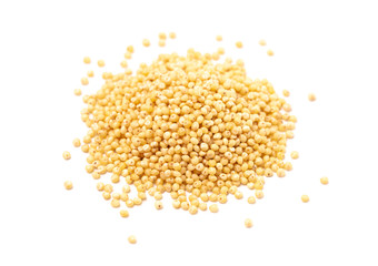Whole Millet Pearl Grains on a White Background