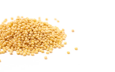 Whole Millet Pearl Grains on a White Background