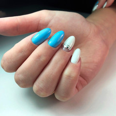 Multicolored manicure close up