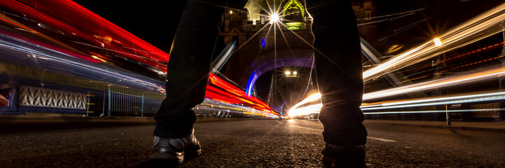 Tower Bridge in London, United Kingdom. Long exposure and night shot.