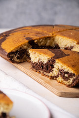 a piece of chocolate-vanilla pie