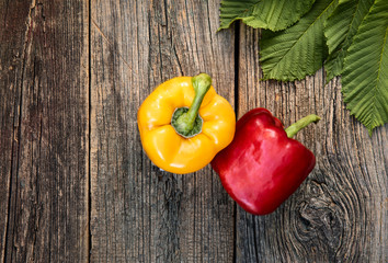 red bell pepper on wooden background