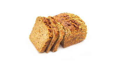 Brot, geschnitten und am Stück auf weißen Hintergrund