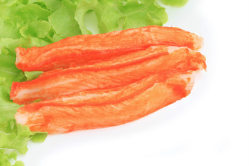 Imitation Crab Stick on white background. 