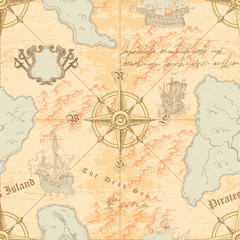 vector image of ancient navigational map sea routes of medieval ships