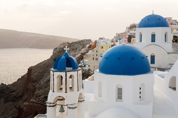 Oia Village On Santorini Island at sunrise, Greece