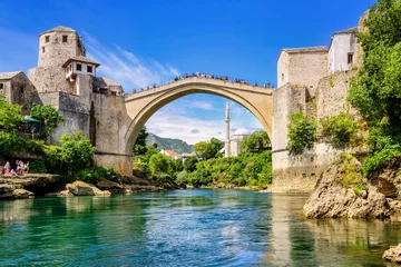 Foto auf Alu-Dibond Stary Most Brücke in der Altstadt von Mostar, Bosnien und Herzegowina © Boris Stroujko