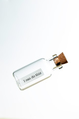 bottle with a cork and message