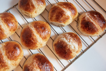 Homemade Swiss buns, brioche buns typical of Madrid.