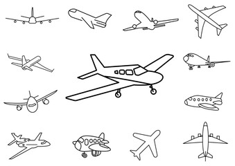 thin line icons set,transportation,Airplane,vector illustrations