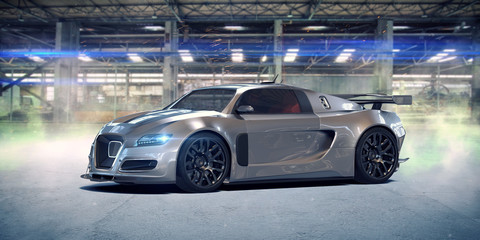 Plakat 3D rendering of a brand-less generic concept car